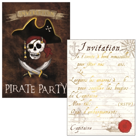 8 Invitations Pirates