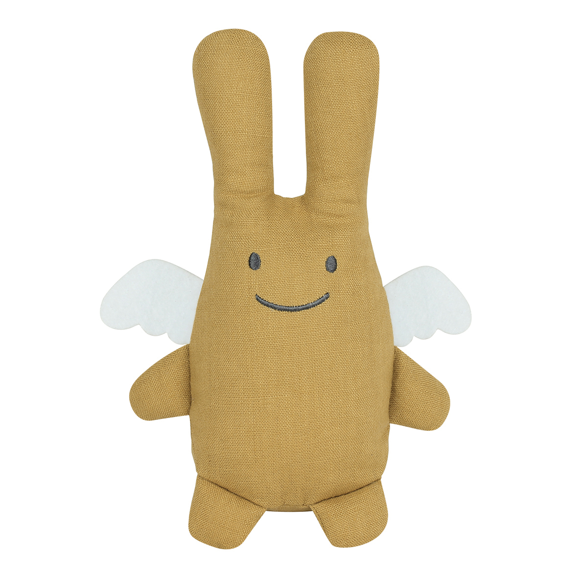 Ange Lapin doudou Lin moutarde 20 cm