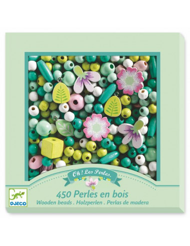 Perles en bois – Feuilles et fleurs